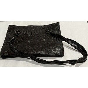 Charles David Black Alligator Style Leather Shoulder Bag Purse Vintage Magnetic